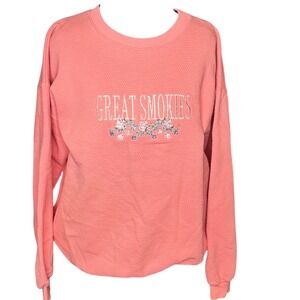 Great Smokies Embroidered Crewneck Sweatshirt Coral Pink Size L